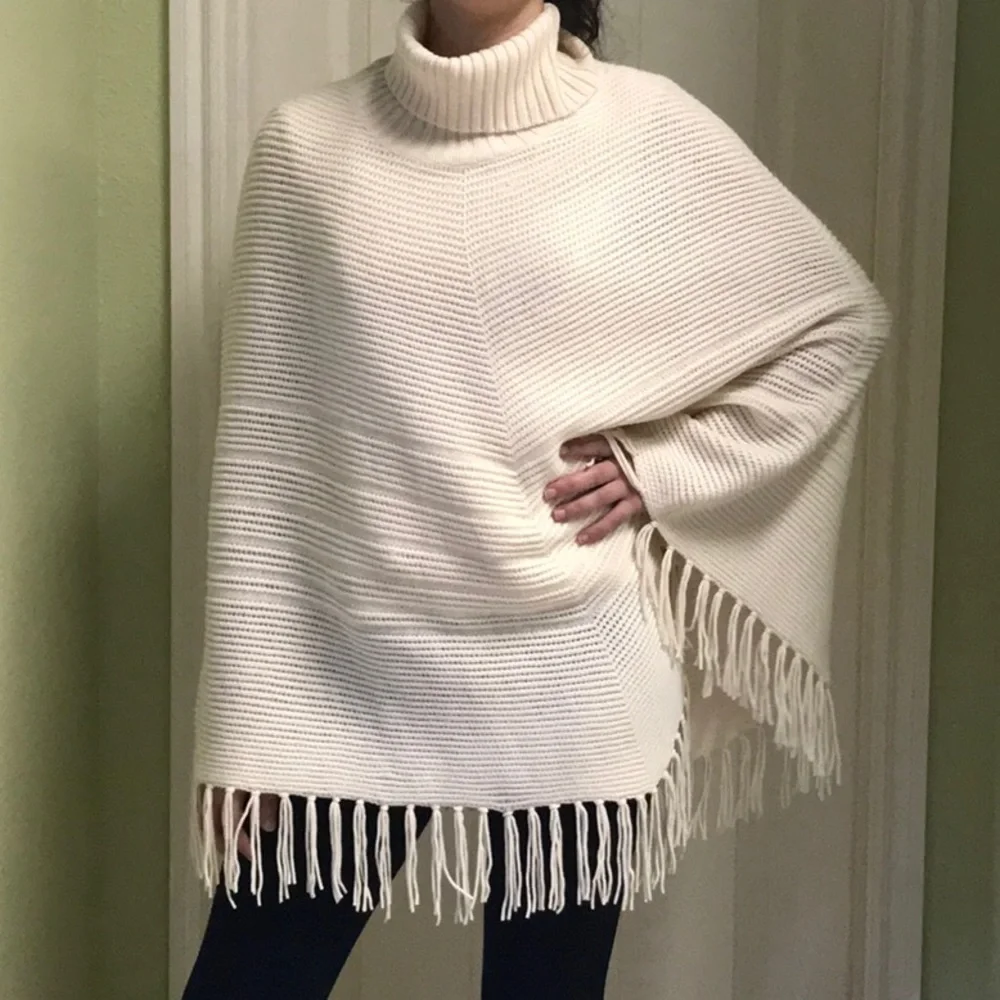 Talbots turtleneck sweater, poncho, cape - Picture 2 of 7